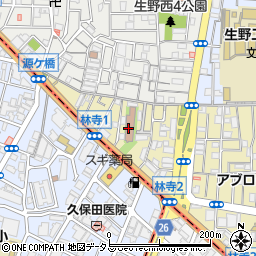 大阪府大阪市生野区林寺1丁目周辺の地図