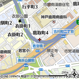 兵庫県神戸市須磨区鷹取町4丁目周辺の地図