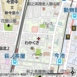 大阪府大阪市西成区萩之茶屋周辺の地図