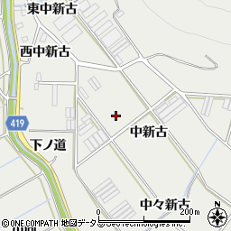 愛知県田原市江比間町中新古周辺の地図