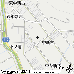 愛知県田原市江比間町（中新古）周辺の地図