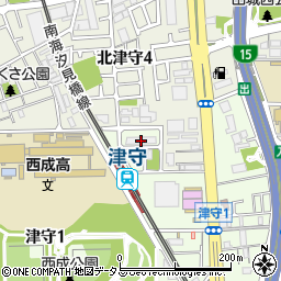 大阪市営津守第３住宅周辺の地図