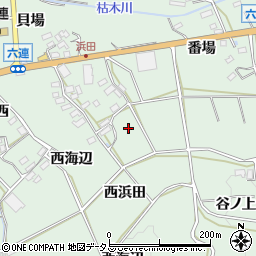 愛知県田原市六連町（西浜田）周辺の地図