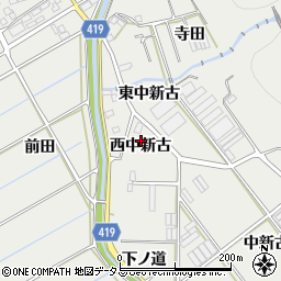 愛知県田原市江比間町西中新古周辺の地図