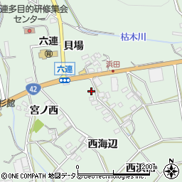 愛知県田原市六連町貝場周辺の地図