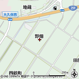 愛知県田原市大久保町野畑周辺の地図