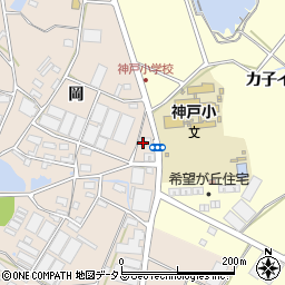 愛知県田原市西神戸町岡202周辺の地図