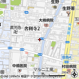 大阪府大阪市生野区舎利寺周辺の地図