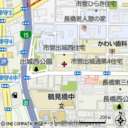大阪市営出城西住宅２号館周辺の地図