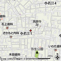 大阪府東大阪市小若江1丁目周辺の地図