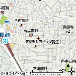 大阪府東大阪市小若江1丁目14周辺の地図