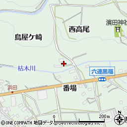 愛知県田原市六連町西高尾90-2周辺の地図