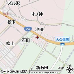 愛知県田原市野田町池田35周辺の地図