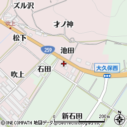 愛知県田原市野田町池田35-1周辺の地図