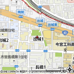 大阪府大阪市西成区出城周辺の地図
