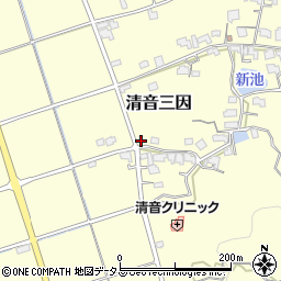 岡山県総社市清音三因周辺の地図