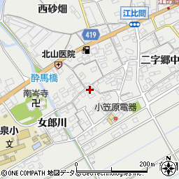 愛知県田原市江比間町三字郷中周辺の地図