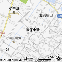 愛知県田原市小中山町後江小砂周辺の地図