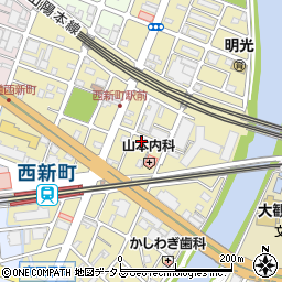 兵庫県明石市西新町周辺の地図