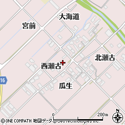 愛知県田原市野田町西瀬古周辺の地図