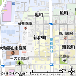 奈良県大和郡山市新中町周辺の地図