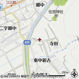 愛知県田原市江比間町寺田周辺の地図