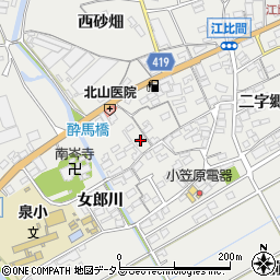愛知県田原市江比間町三字郷中42周辺の地図