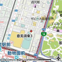 大阪新世界横丁周辺の地図