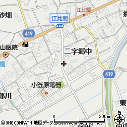 愛知県田原市江比間町（二字郷中）周辺の地図