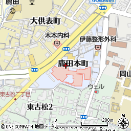 岡山県岡山市北区鹿田本町周辺の地図