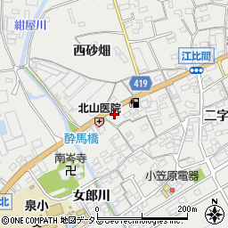 愛知県田原市江比間町西砂畑18周辺の地図