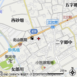 愛知県田原市江比間町三字郷中54周辺の地図