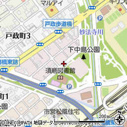 兵庫県神戸市須磨区中島町周辺の地図