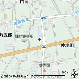 愛知県田原市大久保町（上鋪地）周辺の地図