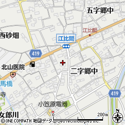 愛知県田原市江比間町三字郷中62周辺の地図