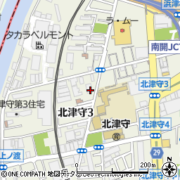 大阪府大阪市西成区北津守周辺の地図