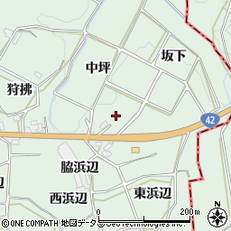 愛知県田原市六連町（中坪）周辺の地図