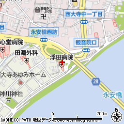 産科婦人科　浮田病院周辺の地図
