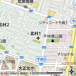 大阪府大阪市大正区北村1丁目9周辺の地図