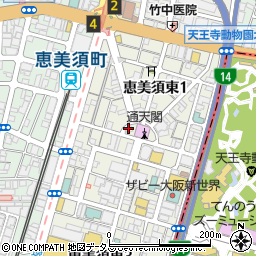 大阪新世界会館周辺の地図