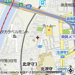 大阪市営津守住宅周辺の地図