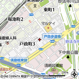 兵庫県神戸市須磨区戸政町周辺の地図