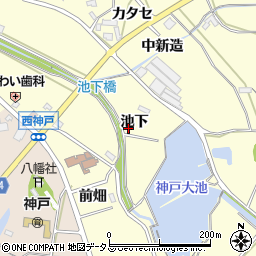 愛知県田原市神戸町池下周辺の地図