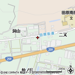 愛知県田原市大久保町（仲ノ坪）周辺の地図