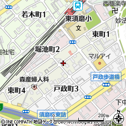 兵庫県神戸市須磨区東町周辺の地図