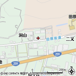 愛知県田原市大久保町（洞山）周辺の地図