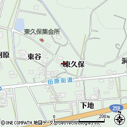 愛知県田原市大久保町東久保17周辺の地図