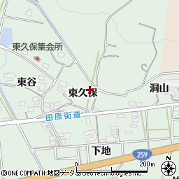 愛知県田原市大久保町東久保周辺の地図