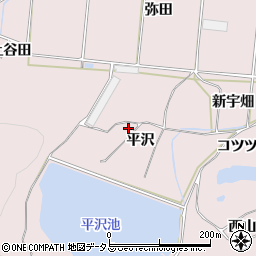 愛知県田原市野田町平沢周辺の地図