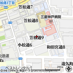 兵庫県神戸市兵庫区笠松通9丁目2-19周辺の地図